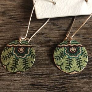 Cost Plus World Market Green & Gold Earrings